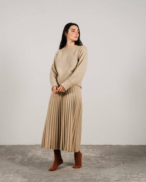 Cashmere blend pleated skirt (3D knit): Caramello