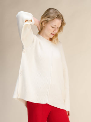 Maglione Mantella Oversize in Misto Cashmere: Beige