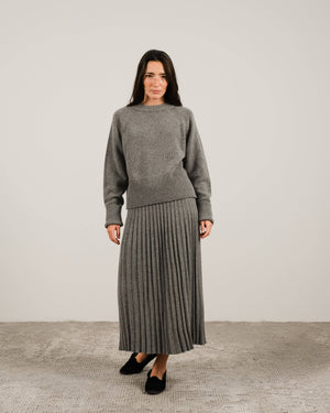 Cashmere blend pleated skirt (3D knit): Caramello