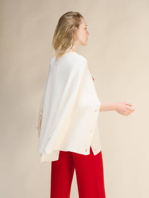 Maglione Mantella Oversize in Misto Cashmere: Beige