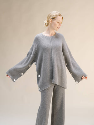 Maglione Mantella Oversize in Misto Cashmere: Beige