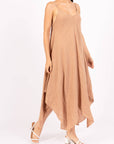Linen Dress Maxi Made in Italy - Camel - One size