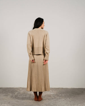 Cashmere blend pleated skirt (3D knit): Caramello