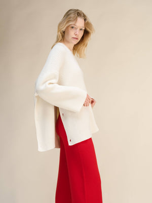 Maglione Mantella Oversize in Misto Cashmere: Beige