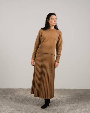 Cashmere blend pleated skirt (3D knit): Caramello