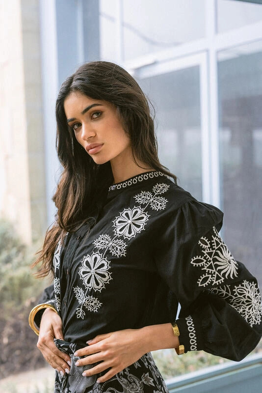 Boho Verona Black &amp; White Embroidered Shirt