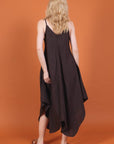 Linen Dress Flowy Maxi Made in Italy - Black - One size