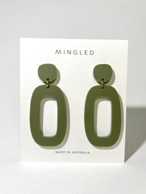 Mingled RILEY Dangle Earrings in Olive Green