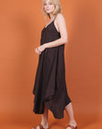 Linen Dress Flowy Maxi Made in Italy - Black - One size