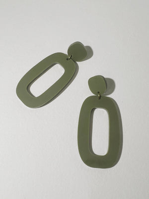 Mingled RILEY Dangle Earrings in Olive Green