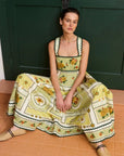 ALÉMAIS Dixie Summer Dress in citrus relaxed dynamic summer midi dress silhouette.. LUXAMORE
