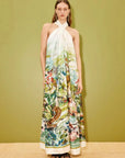 ALEMAIS Jungle Boogie Silk Halter Dress LUXAMORE  