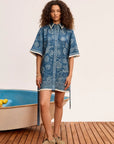 Linen mini shirtdress: ALÉMAIS Lucky Mini Dress in " & SUBSTITUTE(SUBSTITUTE(PROPER(B2), "É", "É"), "é", "é") & " featuring a pointed collar and concealed button placket.