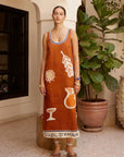 ALEMAIS Soleil D'amour Silk Midi Dress LUXAMORE  