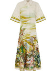 Alemais Jungle Boogie Shirtdress worn by model in natural setting LUXAMORE 