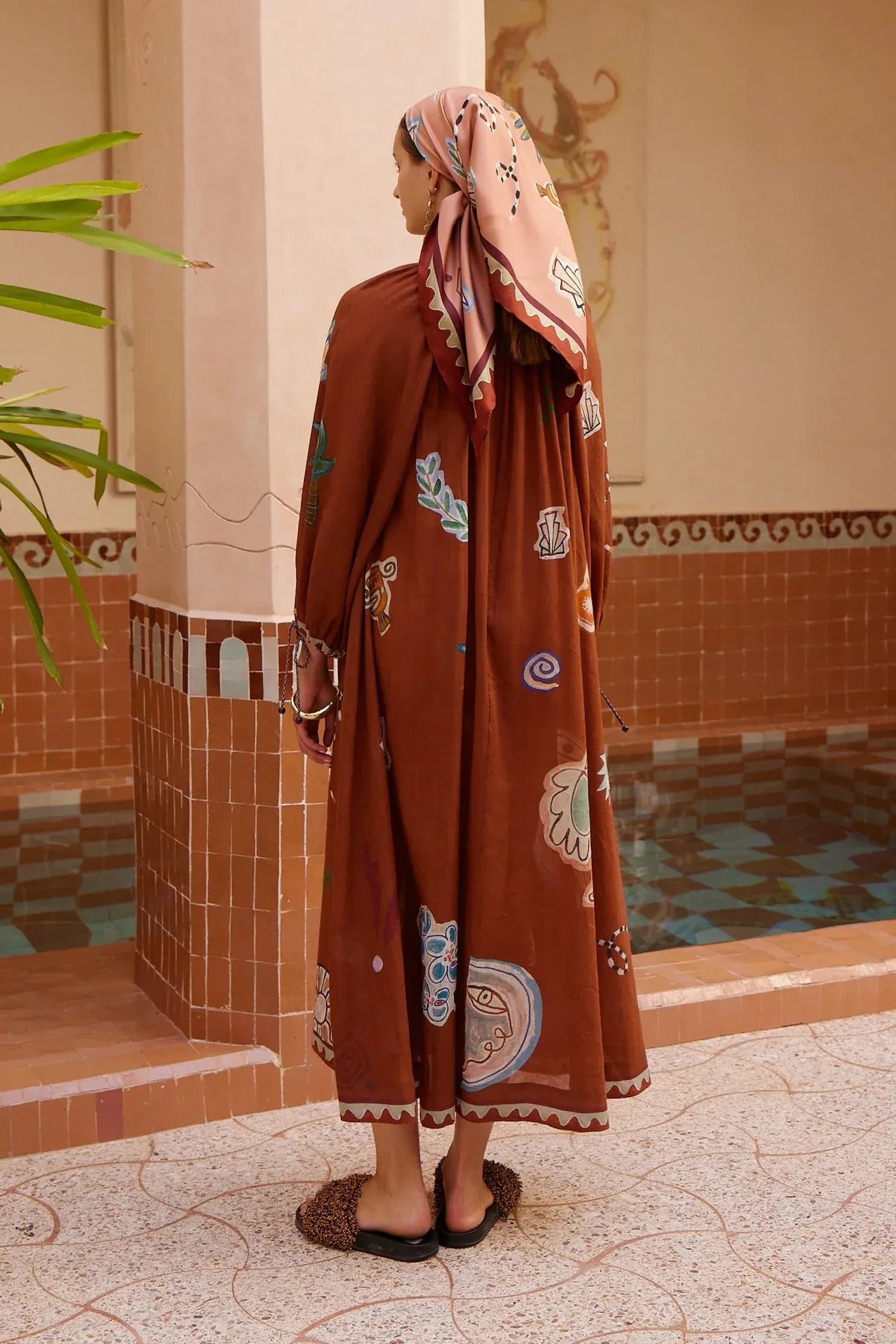 Alemais Laurence Tie Front Shirtdress worn by model in natural setting LUXAMORE 