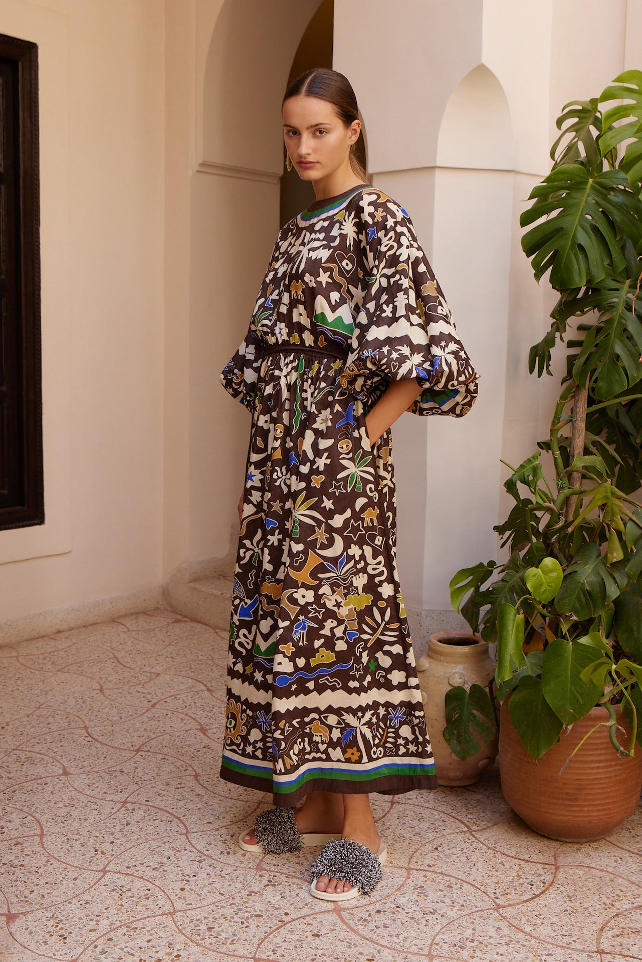 Woman Wearing Alemais Maroc Midi Dress - Dress LUXAMORE