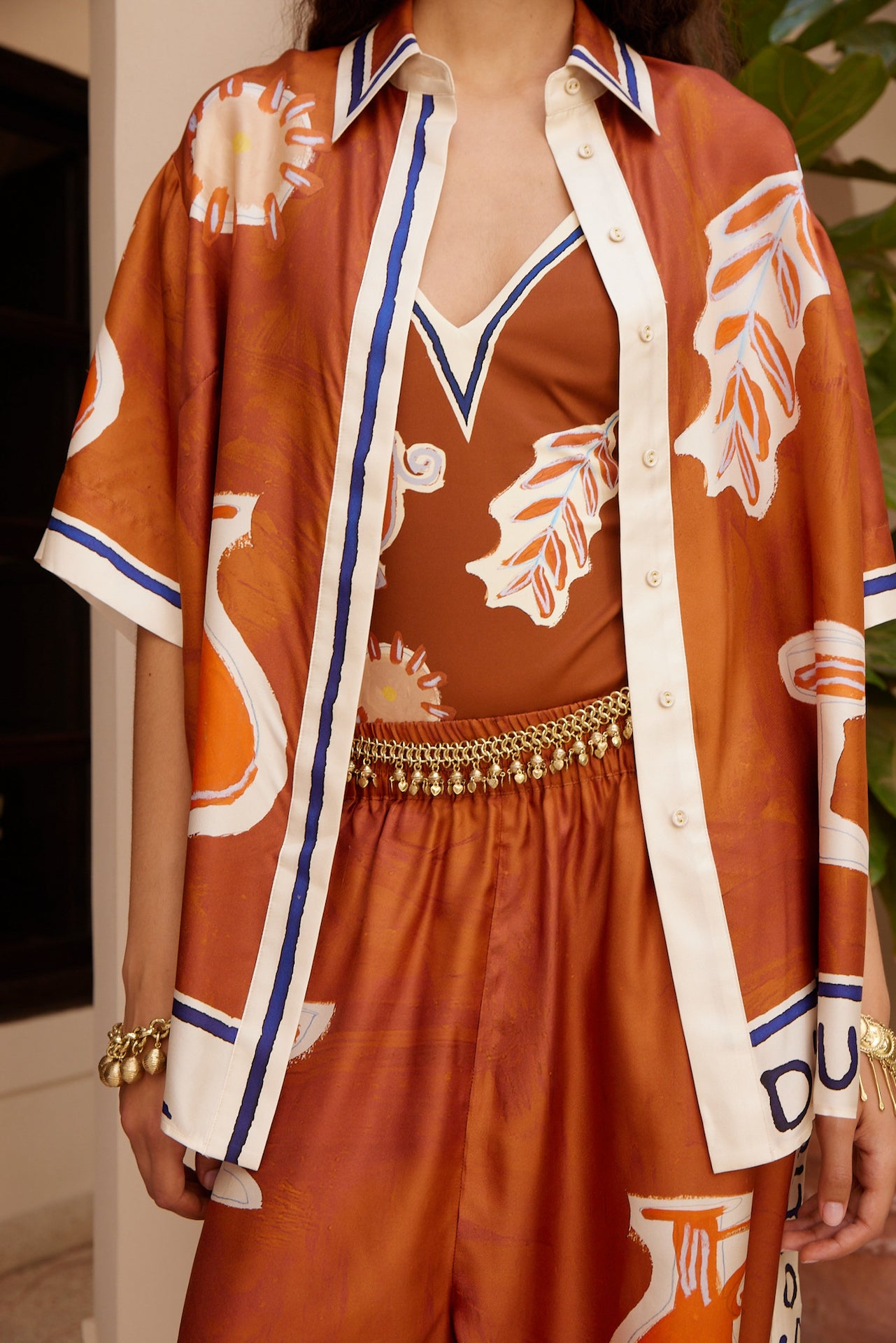 Woman Wearing Alemais Soleil d’Amour Silk Shirt - Top LUXAMORE