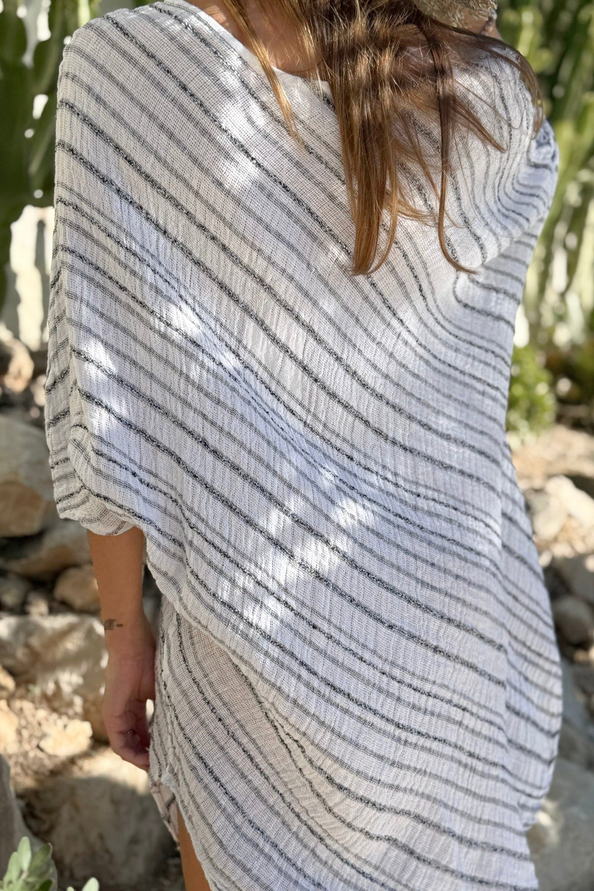 Alemais Sustainable Florence-Shirt close up worn by model LUXAMORE