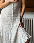 Alemais Sustainable Florence-Shirt close up worn by model LUXAMORE