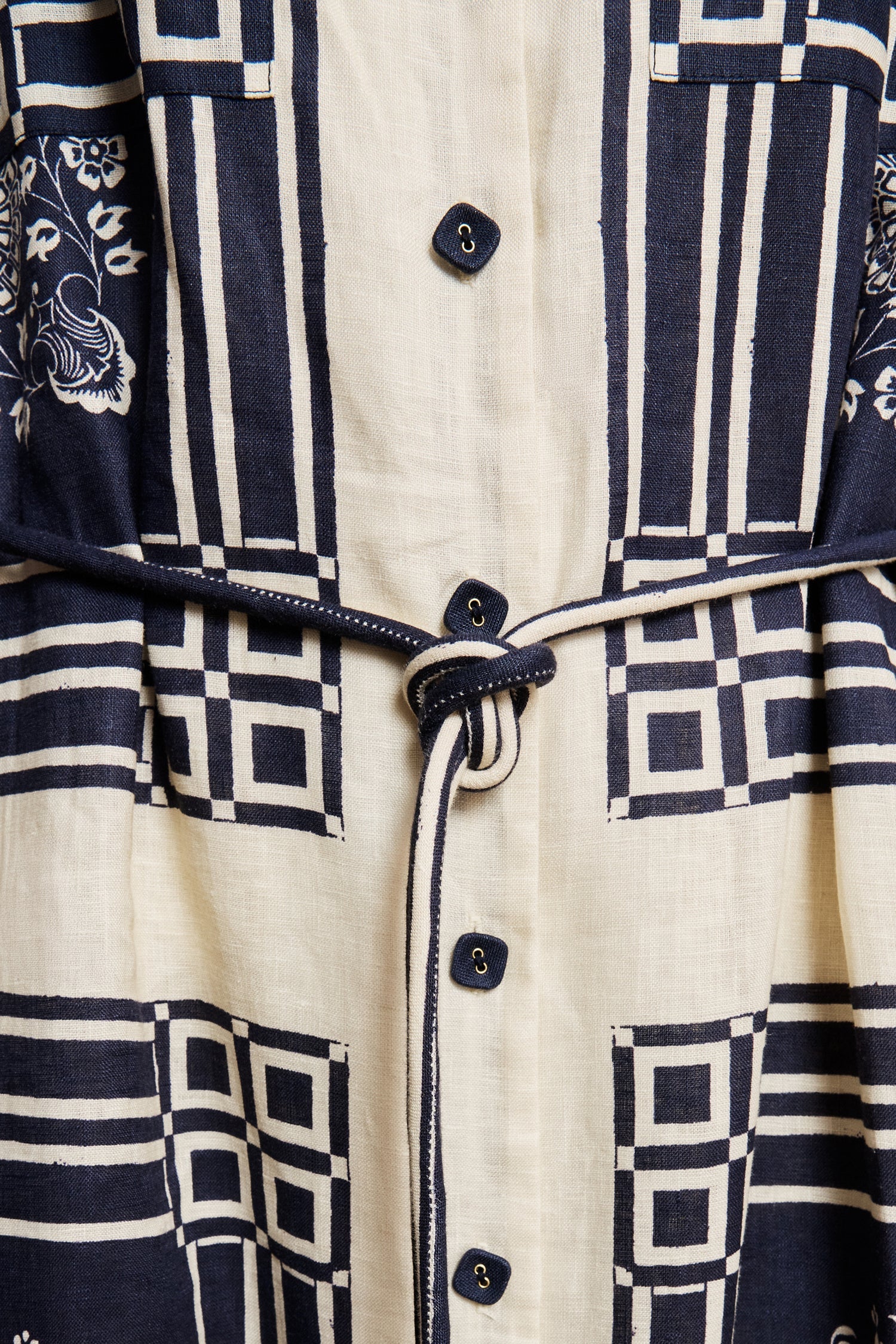 Alemais Sustainable Banderra Linen Shirtdress worn by model back angle LUXAMORE