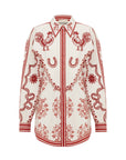 Alemais Sustainable Florence-Shirt close up worn by model LUXAMORE