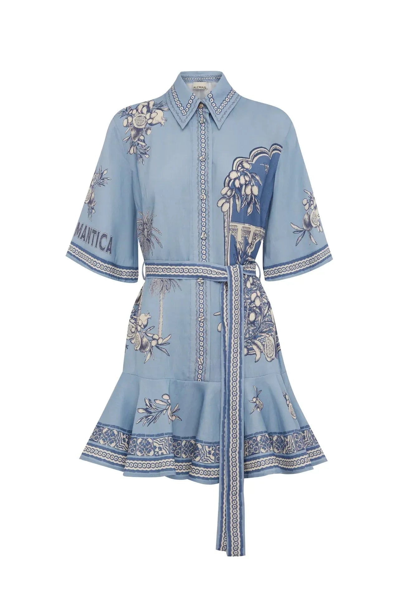 Alemais Villa Romantica Mini Dress worn by model in natural setting LUXAMORE 