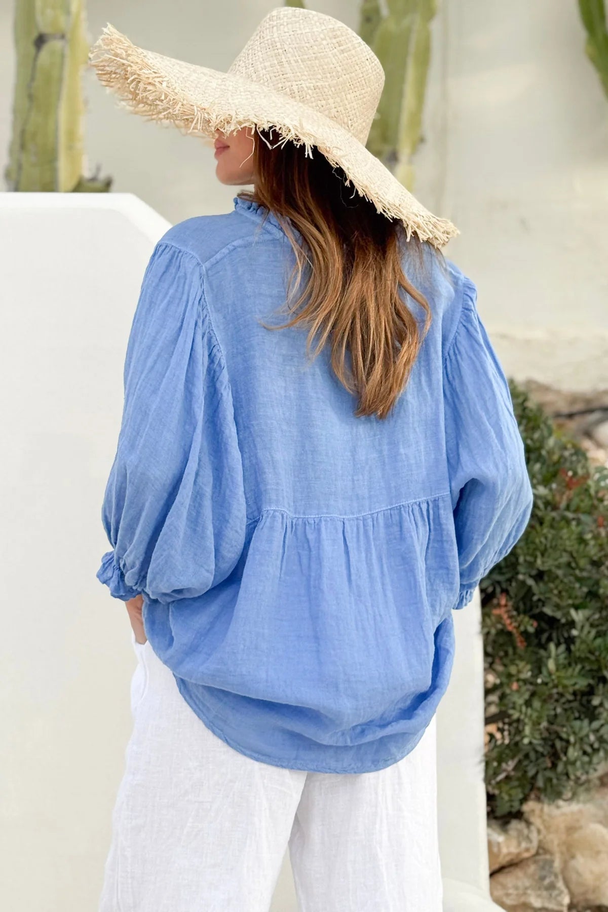 Bypias Alice Linen Shirt - Blue LUXAMORE  
