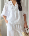 Bypias Alice Linen Shirt - White LUXAMORE  