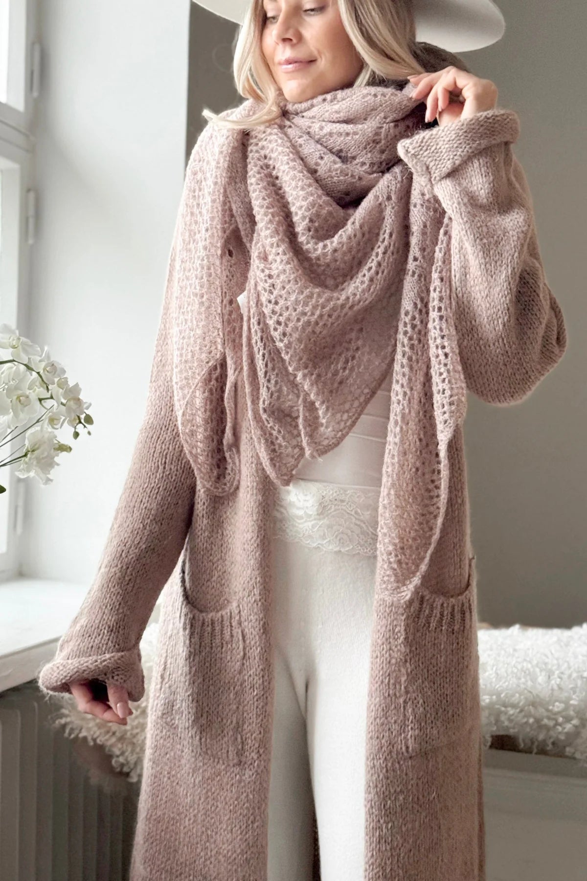 Bypias Dreamy Day Mohair Scarf - Taupe LUXAMORE  
