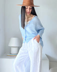 Bypias Isadora Alpaca Cardigan - Ice Blue LUXAMORE  