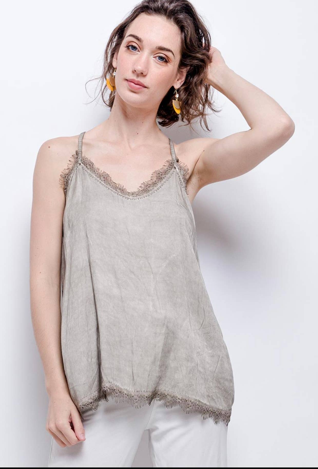 woman wearing Cami Made in Italy Taupe LUXAMORE 