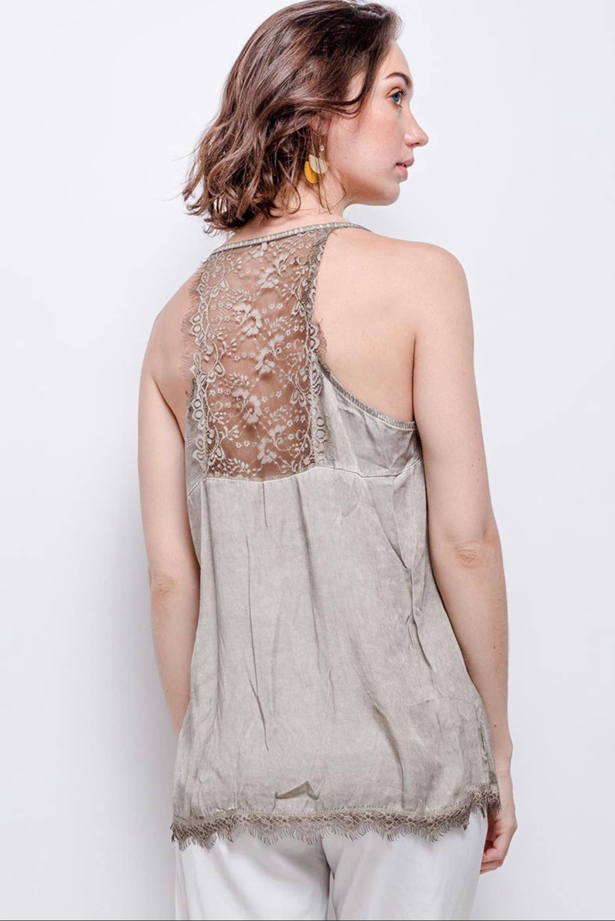 woman wearing Cami Made in Italy Taupe LUXAMORE 