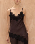Premium layering camisole: Charli London Blake chocolate cami showing the adjustable fine spaghetti straps.