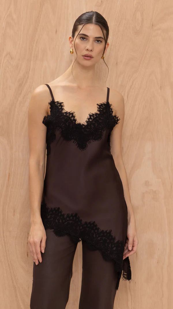 Charli Blake Contrast Lace Camisole - Chocolate Reduced impact LUXAMORE