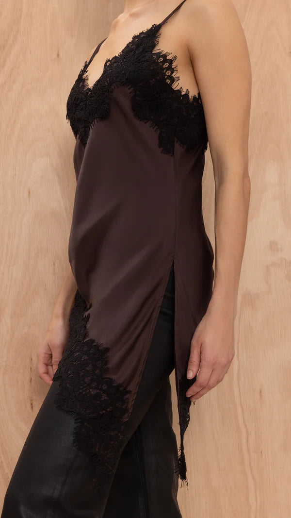 Charli Blake Contrast Lace Camisole - Chocolate Reduced impact LUXAMORE