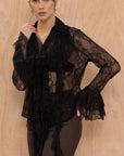 Charli - Lily Lace Shirt - Black Sustainable LUXAMORE
