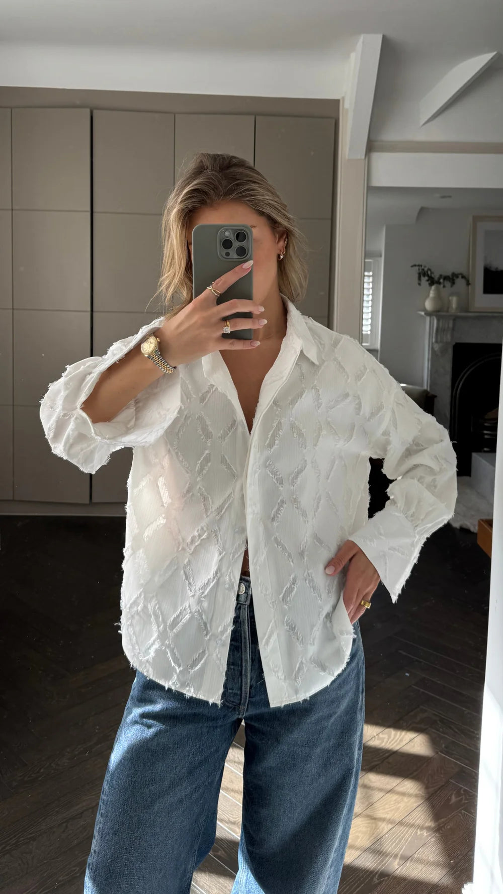 Charli - Marlowe Shirt - White Stripe LUXAMORE  