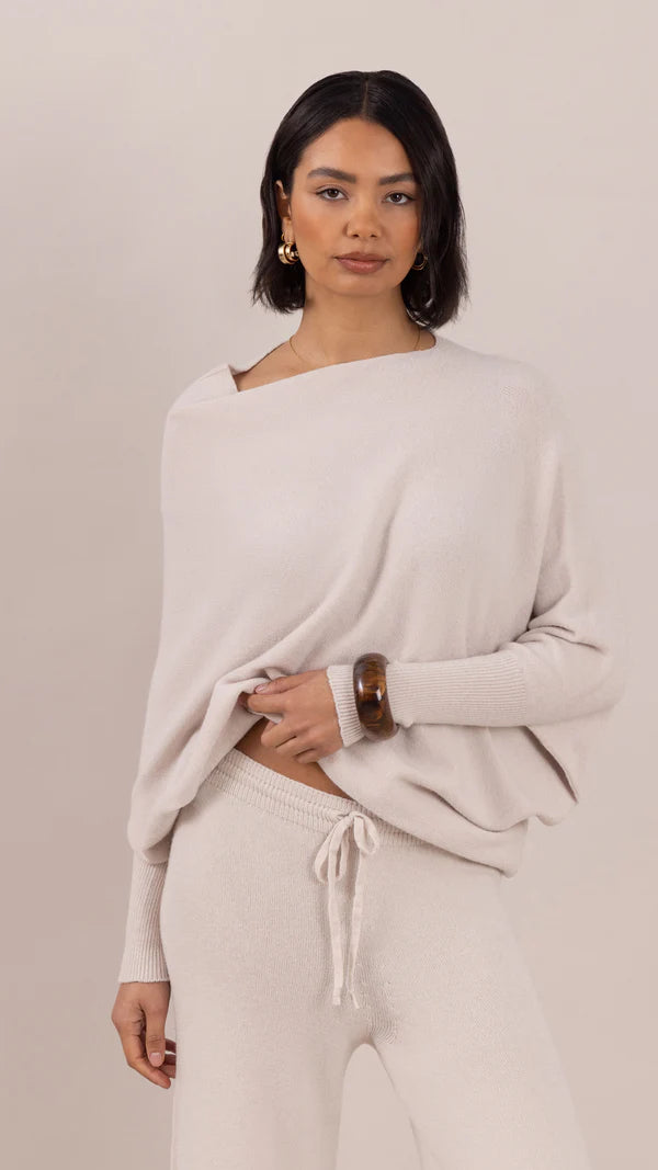 Charli - Natalie Asymmetric Knit Sweater - Ivory LUXAMORE  