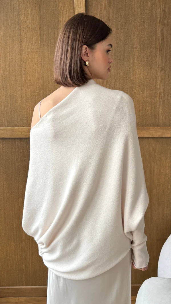 Charli - Natalie Asymmetric Sweater - Ivory LUXAMORE  