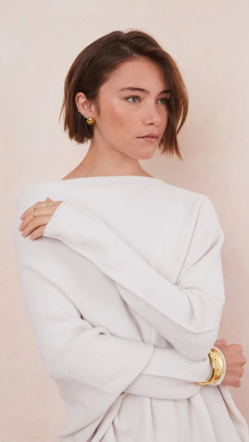 Charli - Natalie Asymmetric Sweater - Ivory LUXAMORE  