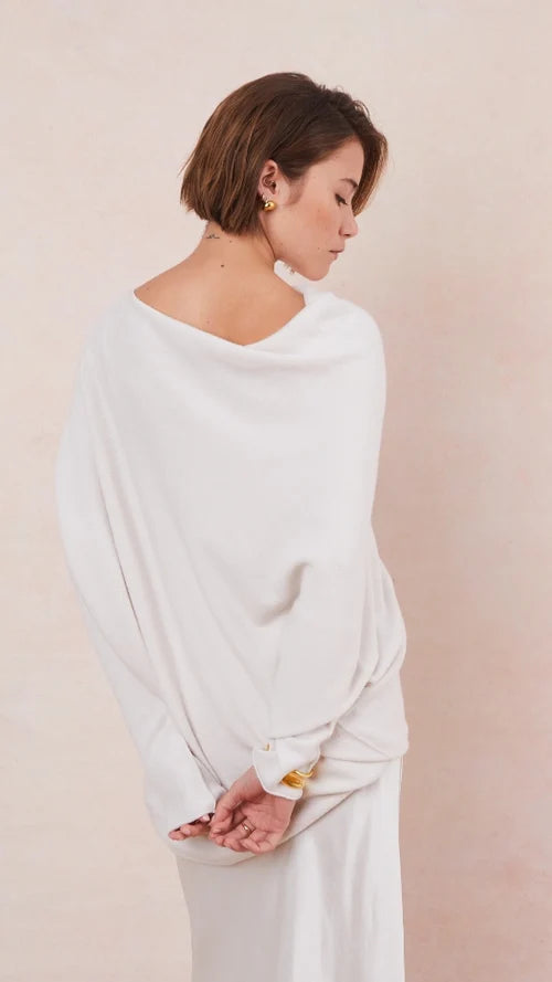 Charli - Natalie Asymmetric Sweater - Ivory LUXAMORE  