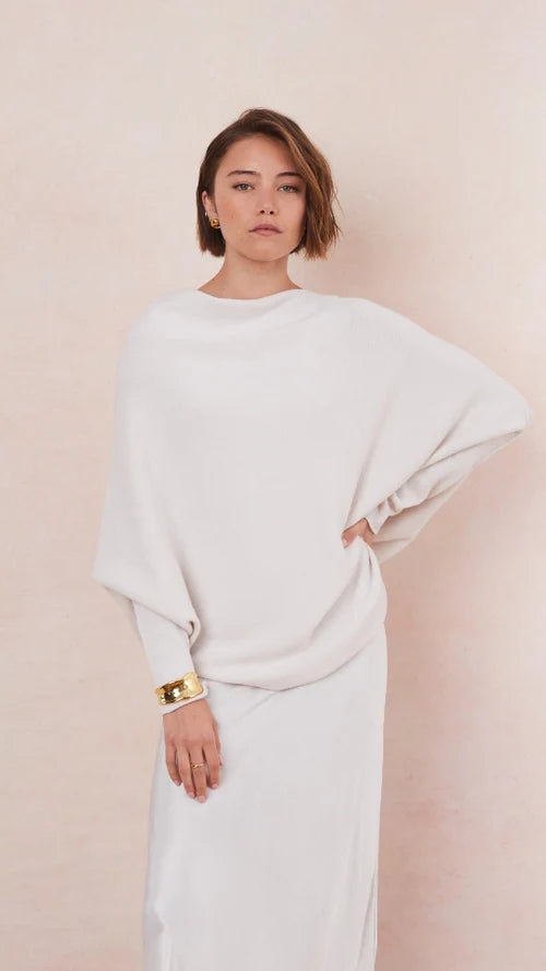 Charli - Natalie Asymmetric Sweater - Ivory LUXAMORE  