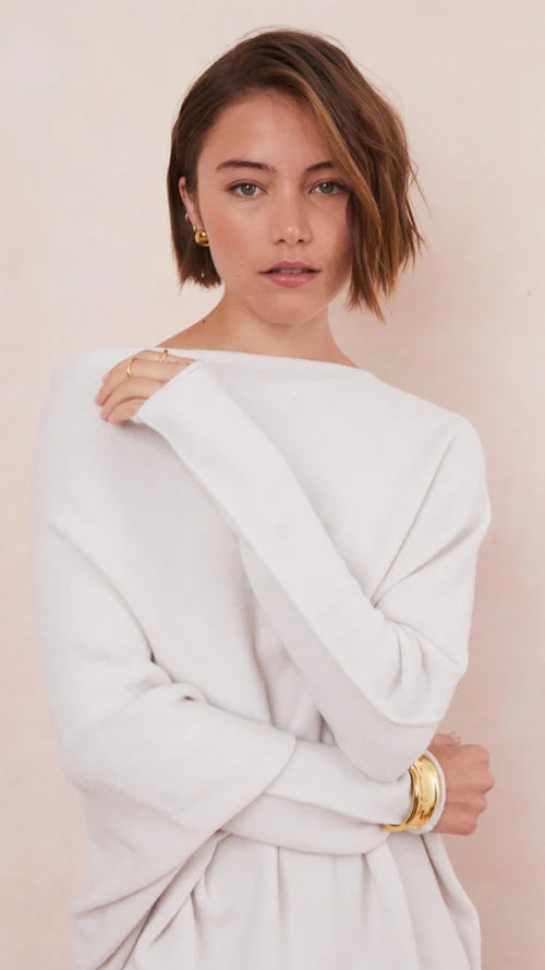 Charli - Natalie Asymmetric Sweater - Ivory LUXAMORE  