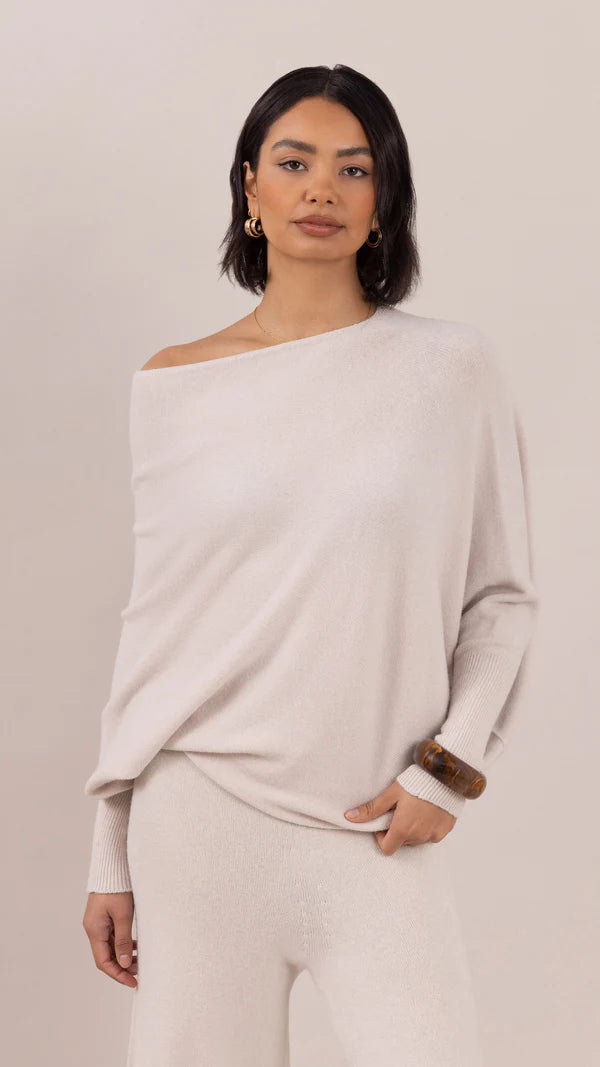 Charli - Natalie Asymmetric Sweater - Ivory LUXAMORE  