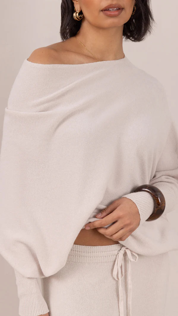 Charli - Natalie Asymmetric Sweater - Ivory LUXAMORE  