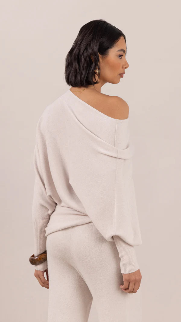 Charli - Natalie Asymmetric Sweater - Ivory LUXAMORE  