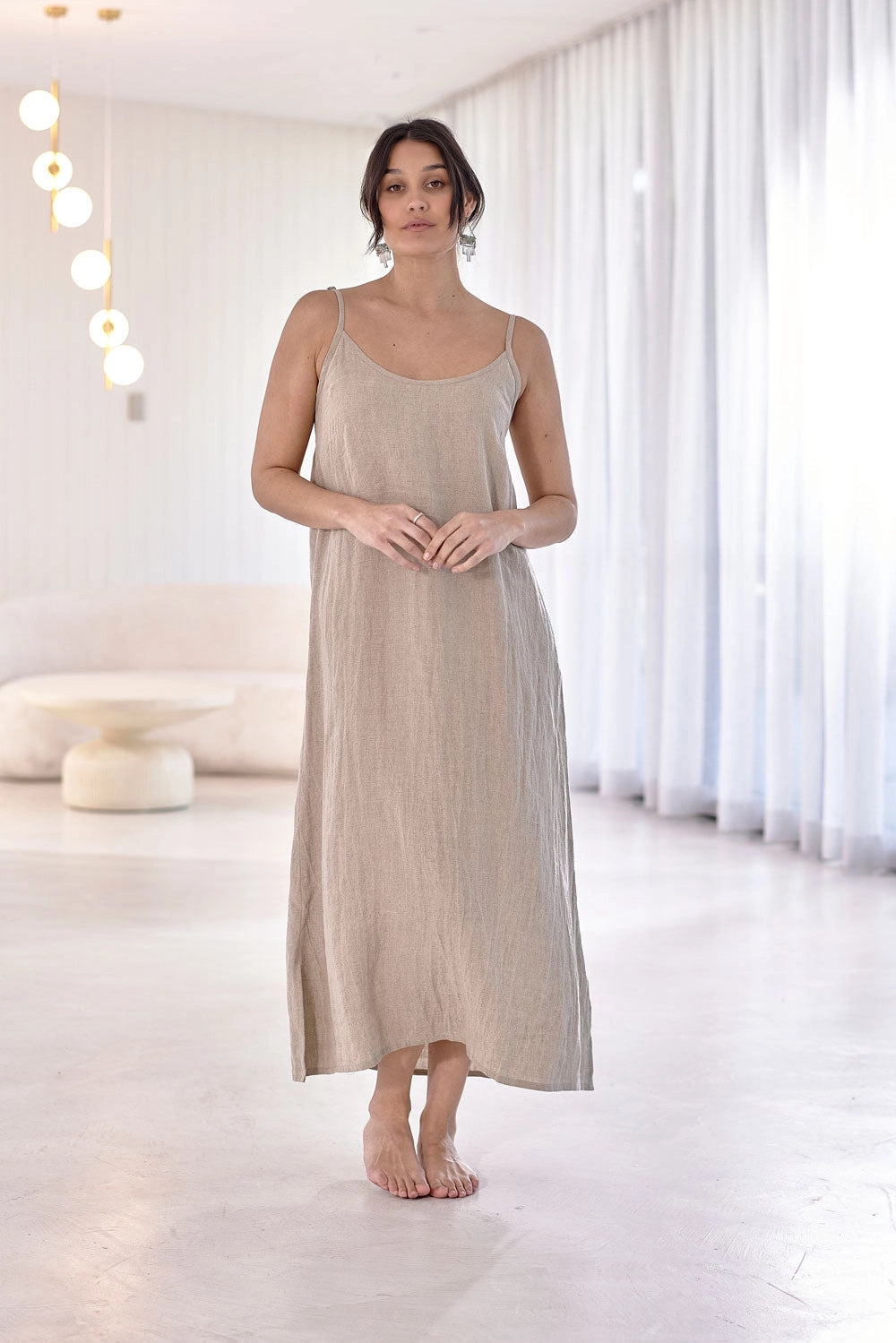 Eadie Lifestyle Linen Dress Natural - LUXAMORE -Dress-Eadie Lifestyle Linen Dress Natural. Made from 100% European linen, features a flattering scoop neckline, adjustable straps, and a relaxed fit. Shop now!