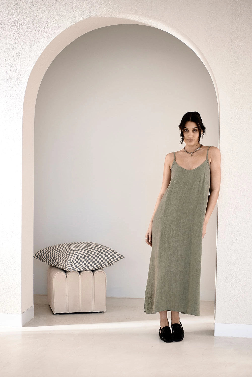 Eadie Lifestyle Linen Dress Pistachio - LUXAMORE -Dress-Eadie Lifestyle Linen Dress Pistachio. Made from 100% European linen, features a flattering scoop neckline, adjustable straps, and a relaxed fit. Shop now!