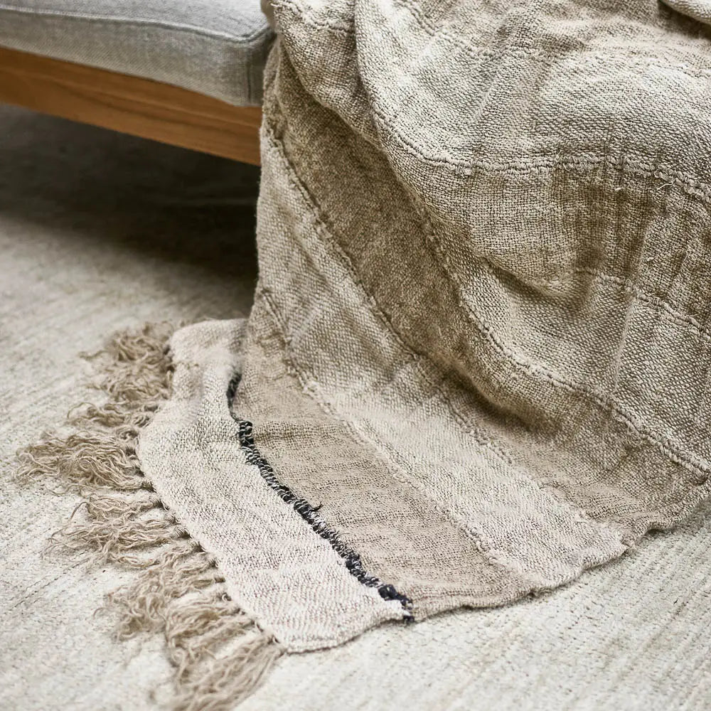 Eadie Lifestyle Retreat Throw - Natural - LUXAMORE -Throw-Eadie Lifestyle Linen Throw Natural. 100% handwoven linen family. This rustic stripe throw appears as if it were a layered coastline. Shop now!